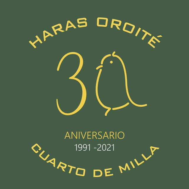 Logo de los 30 años de Haras Oroité, Cuarto de Milla, 1991 - 2021